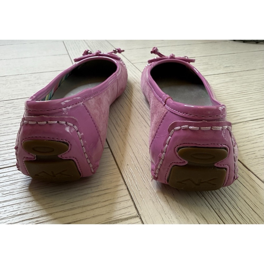 Anne Klein Sport Pink Sparkle Suede Ballet Driving‎ Flats Shoes Bow 7 M Coquette - Picture 4 of 9
